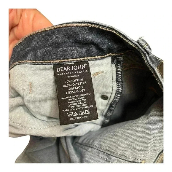 Dear John Straight Light Distressed Raw Hem Blue Denim Jeans Women’s Size 28 - Picture 7 of 16